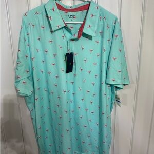 IZOD Men's Turquoise Flamingo Print Polo